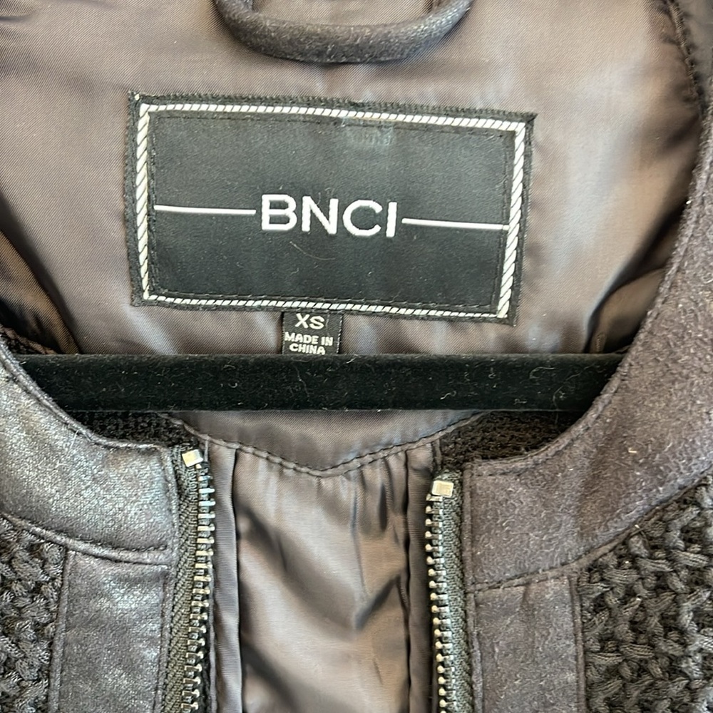 Fall Jacket Black Two Different Materials With Zi… - image 3